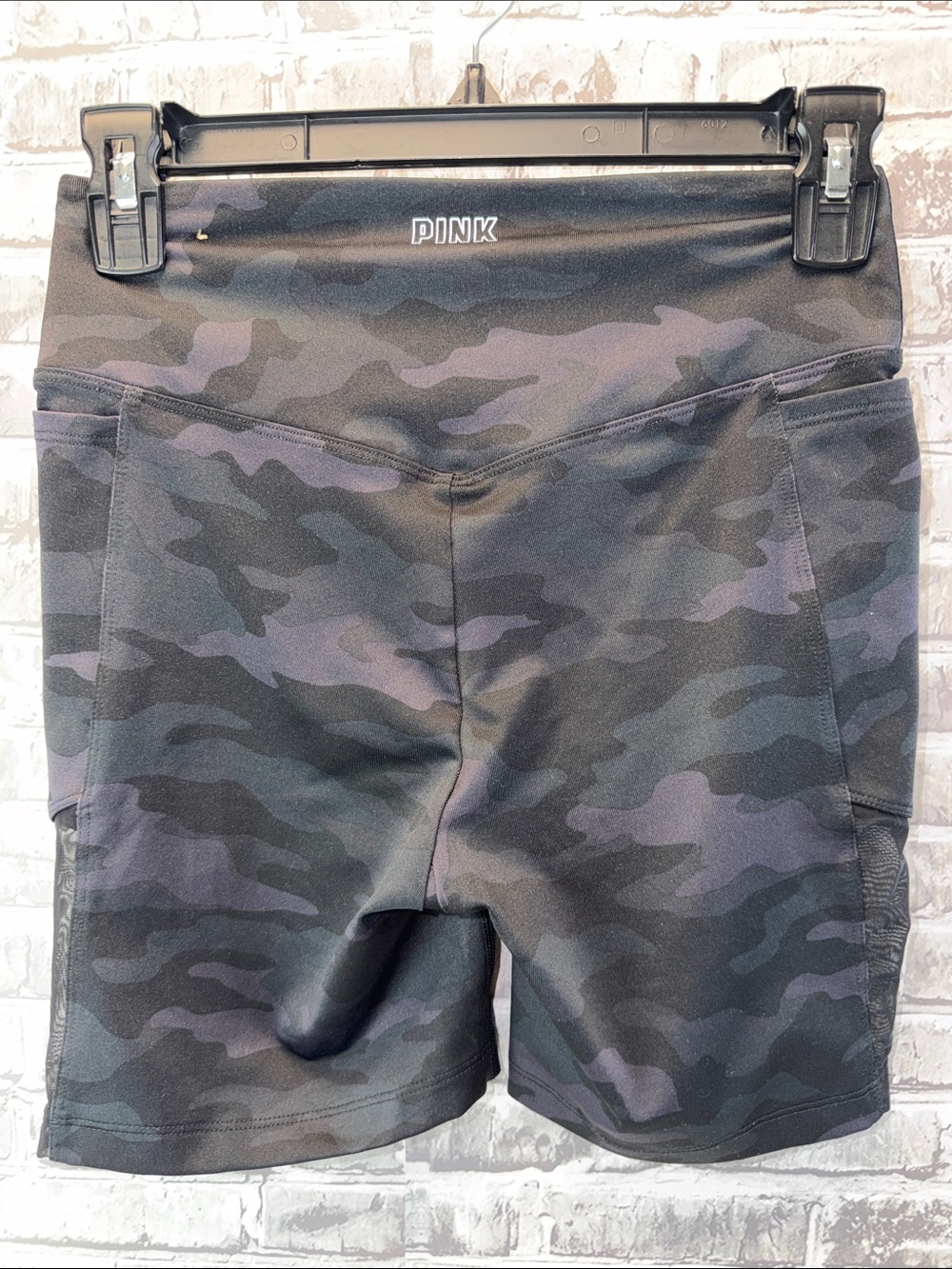 PINK Victoria's Secret Black and Gray Camo High-Rise Bike Shorts